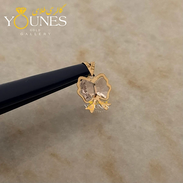 آویز سواروسکی پاپیون صورتی طلا